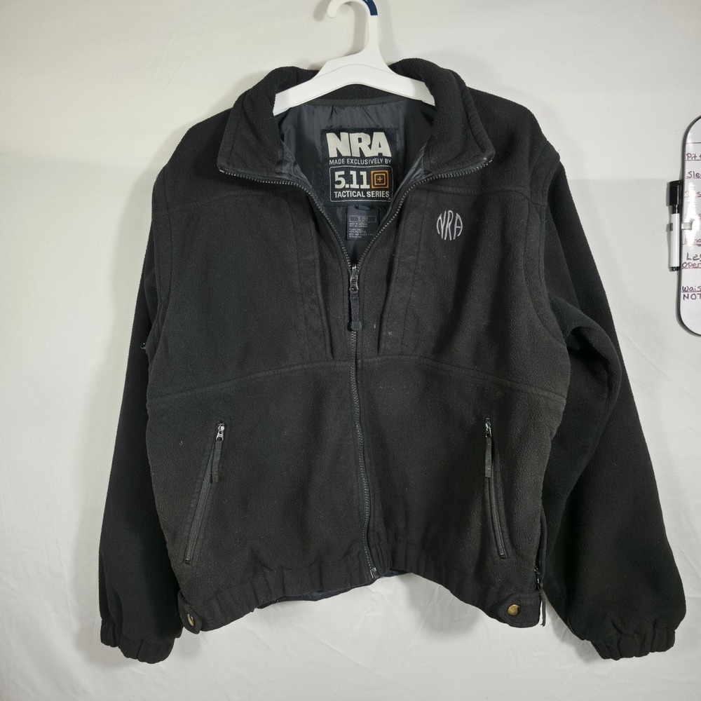 5.11 Tactical Fleece Jacket Mens L Black Fair NRA 48023NRA Side Zip Utility